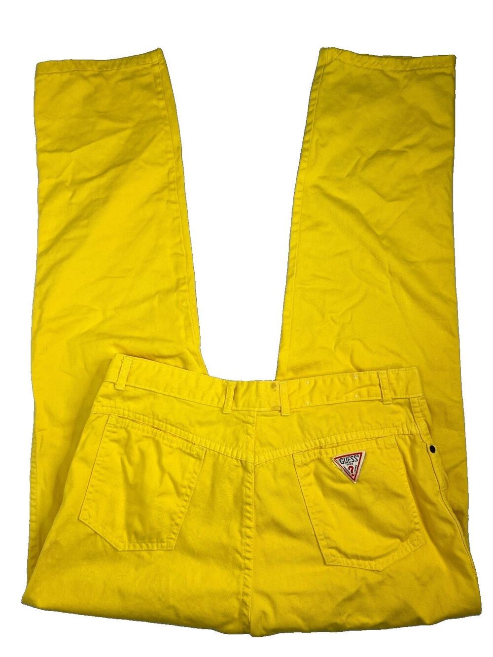 Vintage Guess Jeans Yellow Straight Leg Denim Pants Retro Men’s Size 34